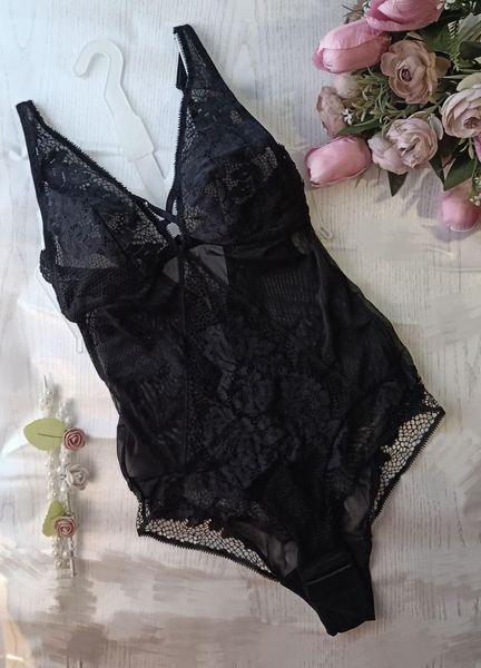 Ніжний жіночий боді з мережива чорний S-XL 6669 фото