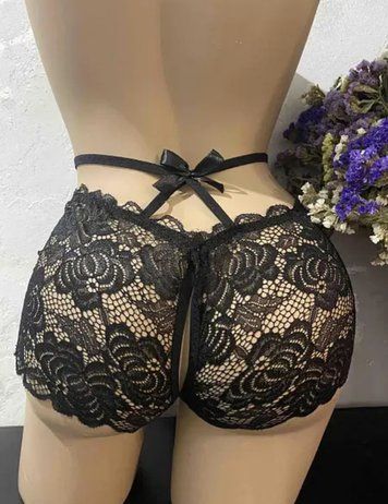 Сексуальные черные трусики с открытым доступом S-6XL 68/Б фото