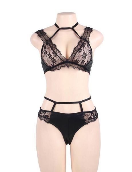 Комплект женского нижнего белья из латекса и кружева Размер S, M, 3XL 80625 фото